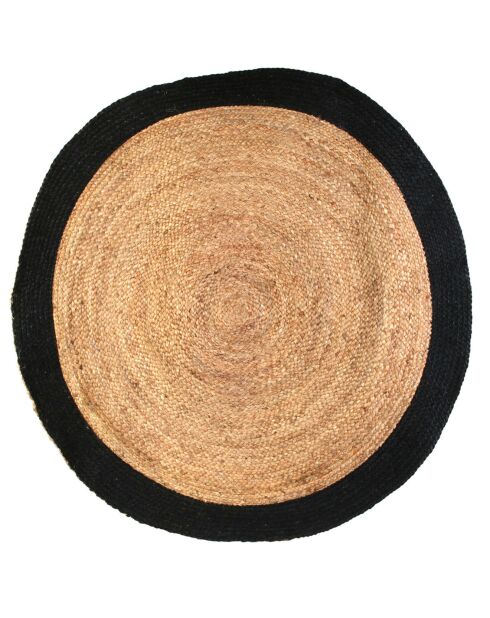 Tapis rond jute bord noir beige/noir - D.120 cm