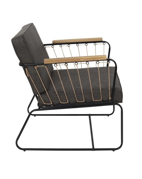 Fauteuil Benson marron/noir - 63x79x73 cm