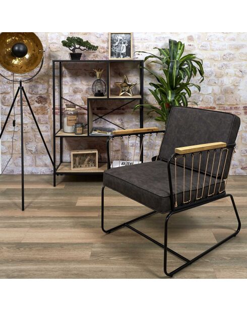 Fauteuil Benson marron/noir - 63x79x73 cm