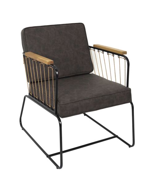 Fauteuil Benson marron/noir - 63x79x73 cm