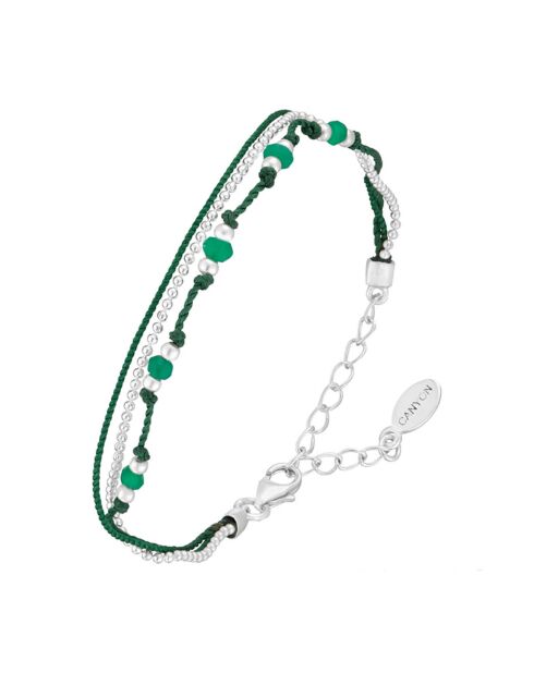 Bracelet Trio en Argent & Onyx vert