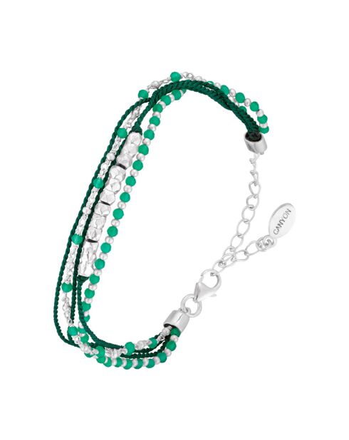 Bracelet Multi en Argent & Onyx vert