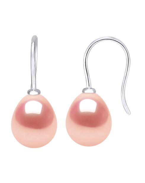 Witgouden en natuurlijke roze gekweekte zoetwaterpareloorbellen