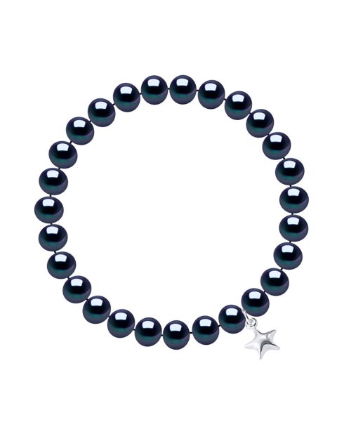 Pulsera de plata con perlas negras cultivadas en agua dulce
