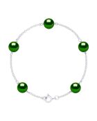 Prestige zilveren armband met malachietgroene gekweekte zoetwaterparels