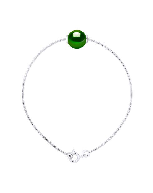 Zilveren armband en malachietgroene gekweekte zoetwaterparel