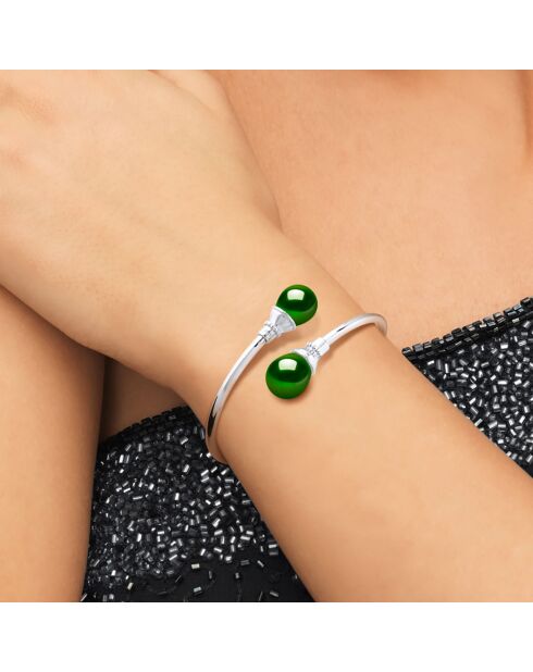 Prestige-Armreif aus Silber und malachitgrünen Süßwasser-Zuchtperlen
