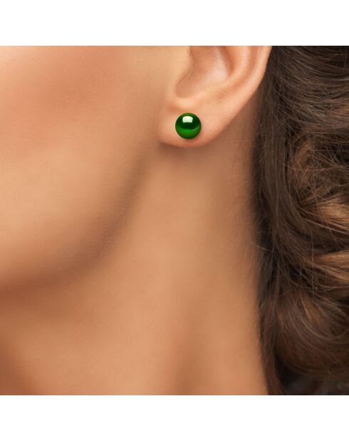 Boucles d'oreilles en Argent & Perles de Culture d'Eau Douce vert malachite Ø 9-10 mm