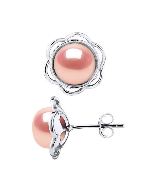 Orecchini in argento e perle coltivate d'acqua dolce rosa naturale