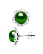 Ohrringe aus grünem Malachit-Silber und Süßwasser-Zuchtperlen
