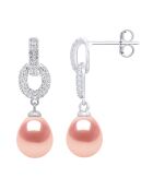 Tropfenohrringe aus natürlichem rosafarbenem Süßwasser-Zuchtperlen aus Silber und Perlen