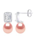 Natuurlijke roze zoetwatergekweekte pareloorbellen van zilver en parelmoer