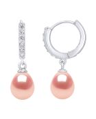 Natürliche rosa Süßwasser-Zuchtperlen und silberne Creolen