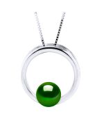 Collana in argento e perle coltivate d'acqua dolce verde malachite