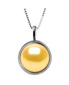 Zilveren halsketting en goudgele gekweekte zoetwaterparel