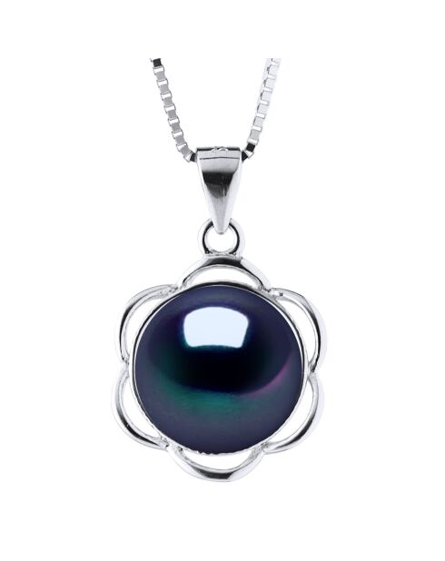 Halskette aus schwarzem Tahiti-Silber und Süßwasser-Zuchtperlen