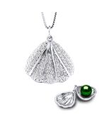 My Secret Treasure halsketting in zilver en malachietgroene gekweekte zoetwaterparel