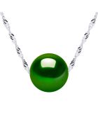 Collier Solitaire en Argent & Perle de Culture d'Eau Douce vert malachite