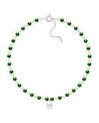 Collier Rang en Argent & Perle de Culture d'Eau Douce vert malachite/blanc naturel