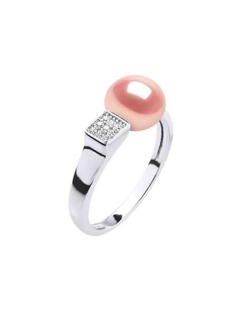 Bague ajustable Jonc en Argent & Perle de Culture d'Eau Douce rose naturel