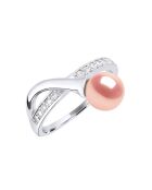 Verstelbare zilveren ring en natuurlijke roze gekweekte zoetwaterparel