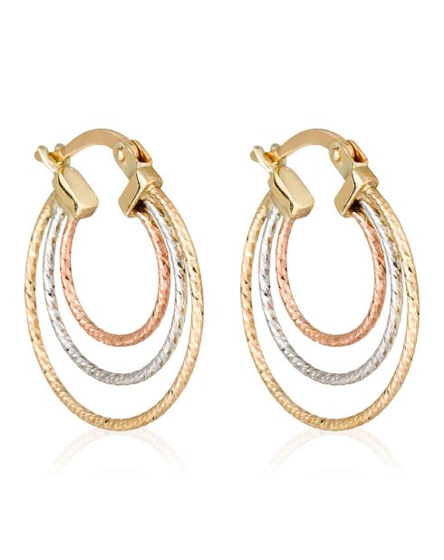 Boucles d'oreilles Ondée or tricolore