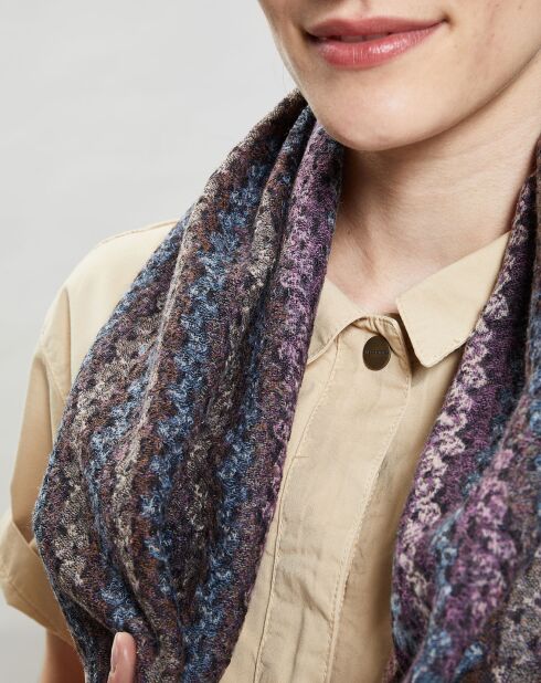 Foulard Minette 100% Laine bleu marine - 40x165 cm