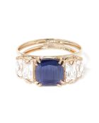 Bague Esposo Zircone bleu/blanc or jaune