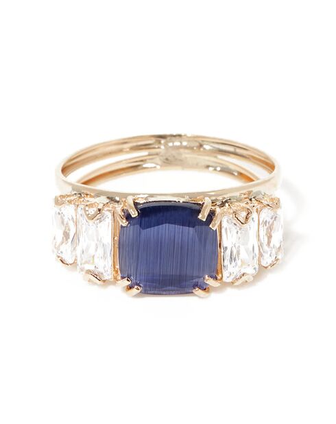 Bague Esposo Zircone bleu/blanc or jaune