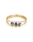 Anillo de oro amarillo con circonita azul marino