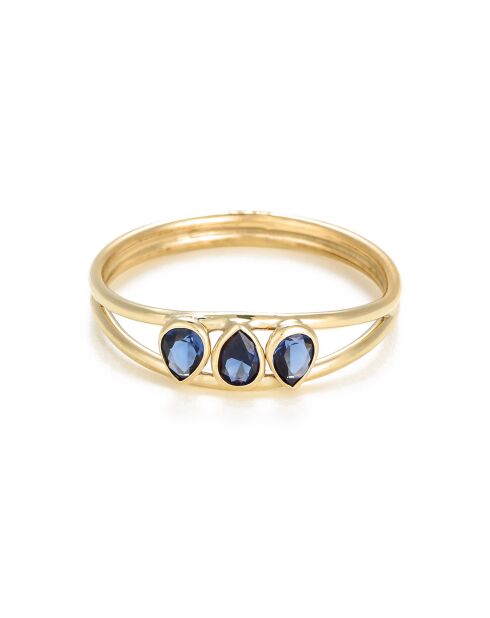 Anello in oro giallo con zirconi blu marini