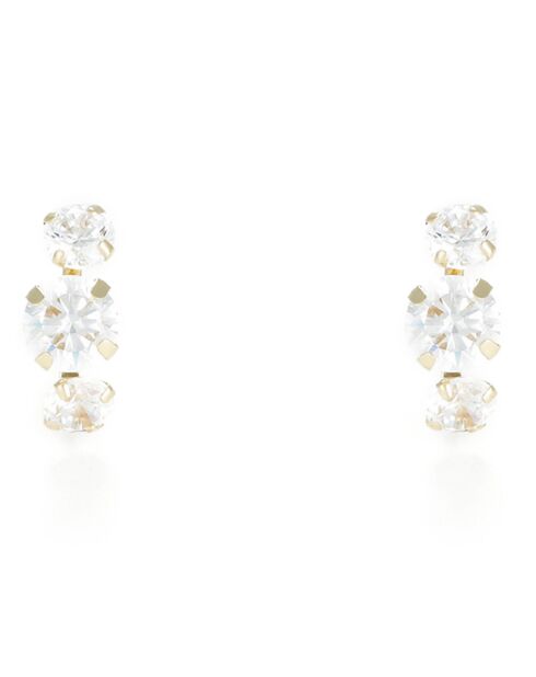 Orecchini a bottone in oro giallo con zirconia