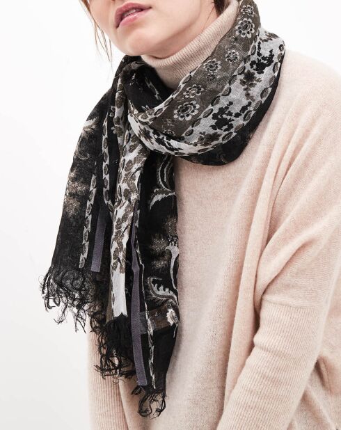 Foulard 100% Lin Beautiran noir - 50x150 cm