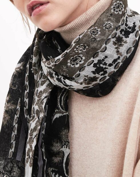 Foulard 100% Lin Beautiran noir - 50x150 cm