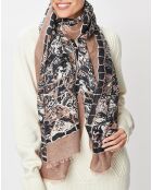 Foulard en Lin, Coton & Soie Ine noir - 70x190 cm