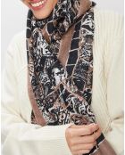 Foulard en Lin, Coton & Soie Ine noir - 70x190 cm