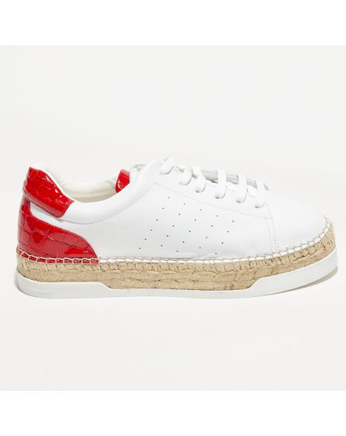 Baskets espadrilles en Cuir Lancry blanc/rouge