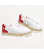 Baskets espadrilles en Cuir Lancry blanc/rouge