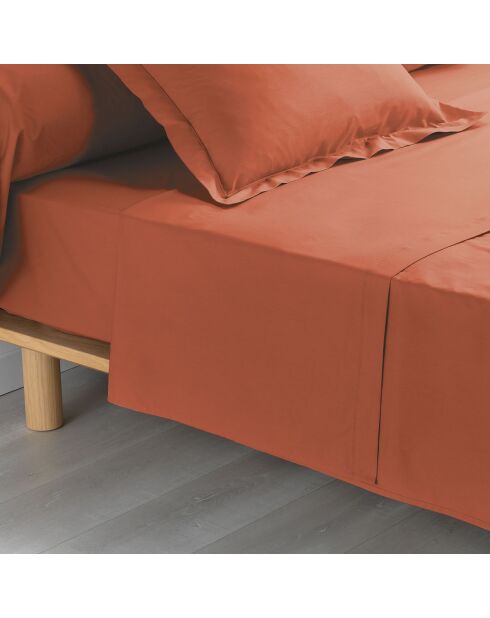 Drap plat 100% Percale de Coton Percaline terracotta