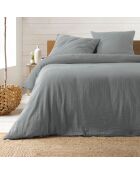 Parure housse de couette 100% Gaze de Coton Angelia grise