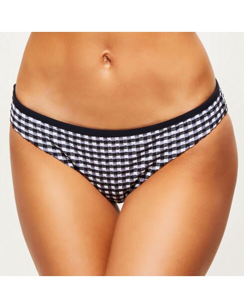Slip bikini in tartan nero/bianco