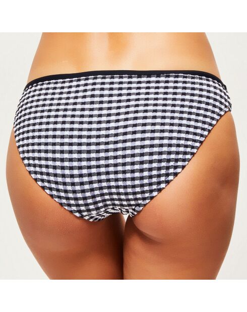 Slip bikini in tartan nero/bianco