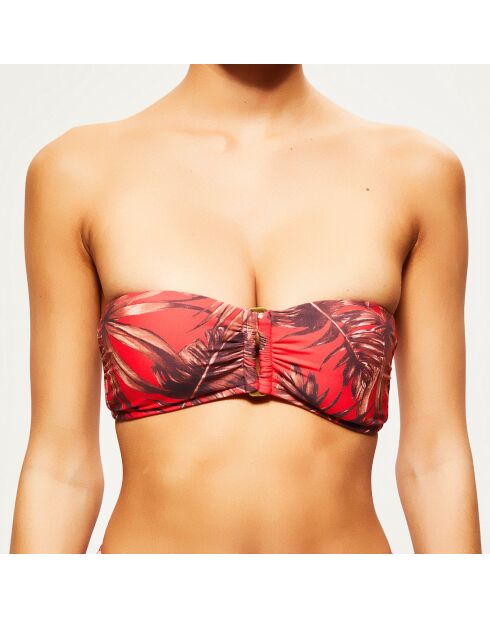 Haut de Maillot bandeau Rectangle imprimé rouge