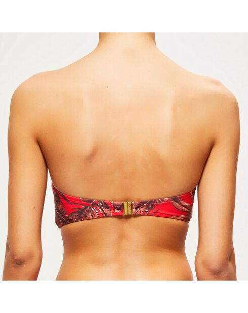 Haut de Maillot bandeau Rectangle imprimé rouge