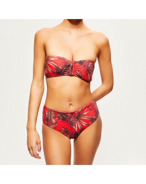 Haut de Maillot bandeau Rectangle imprimé rouge