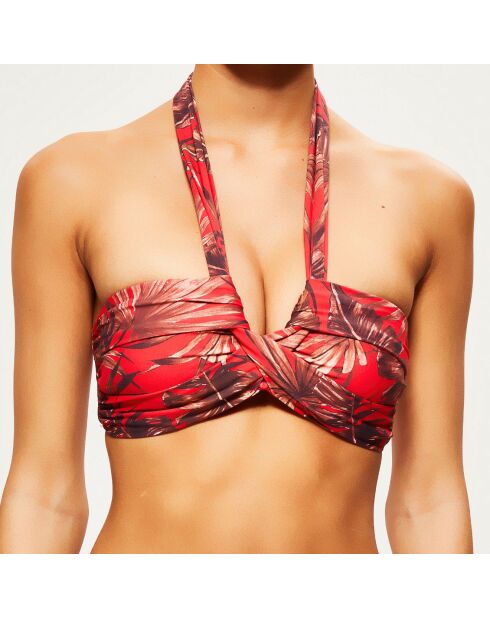 Haut de Maillot drapé imprimé rouge