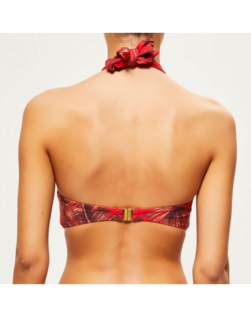 Haut de Maillot drapé imprimé rouge