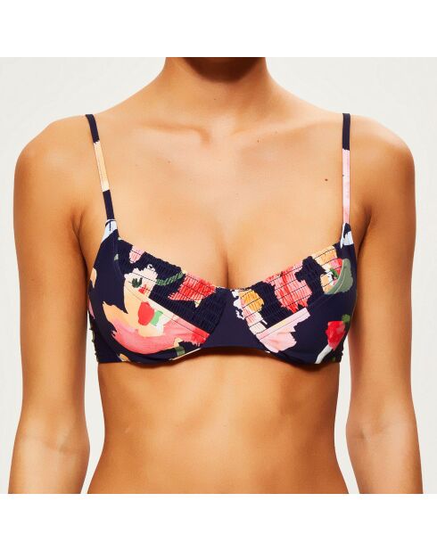 Haut de Maillot armaturé imprimé bleu foncé