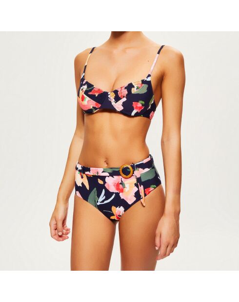 Haut de Maillot armaturé imprimé bleu foncé