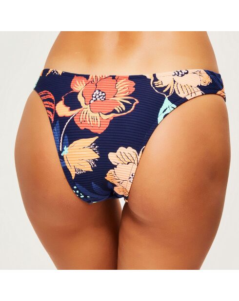 Indigo bikinibroekje met V-taille en bloemenprint